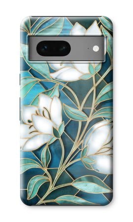 Fleurs en vitrail bleu