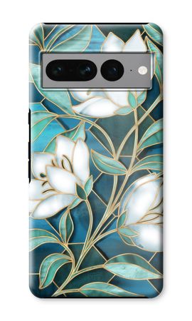 Blue stained glass flowers