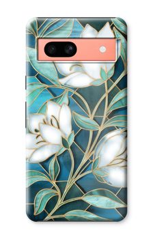 Blaue Glasmalerei Blumen