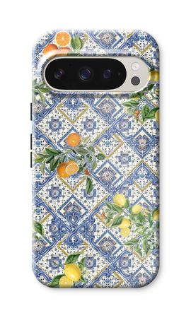 Blue tiles, lemons and oranges - small