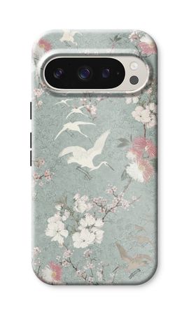 Japanese crane birds blossom