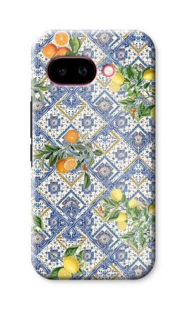 Blaue Fliesen, Zitronen und Orangen - klein