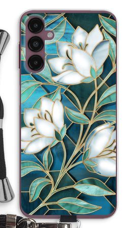 Blue stained glass flowers