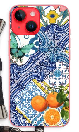 Blue tiles and oranges