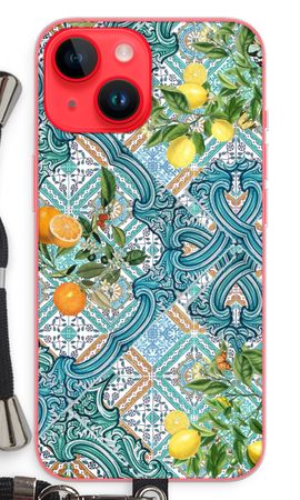 Blue tiles, lemons and oranges