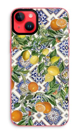 Blue tiles, lemons and oranges
