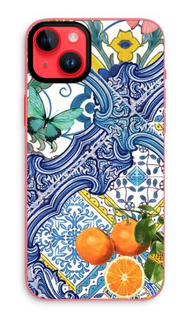 Blue tiles and oranges