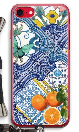 Blaue Fliesen und Orangen