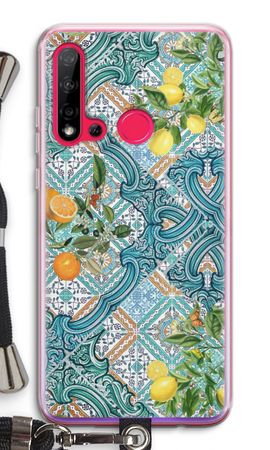 Blue tiles, lemons and oranges