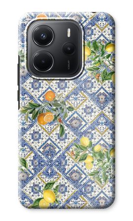 Blue tiles, lemons and oranges - small