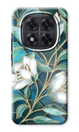 Blue stained glass flowers