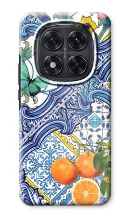 Blue tiles and oranges