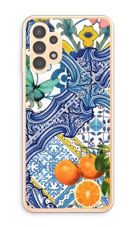 Blue tiles and oranges