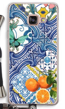 Blue tiles and oranges