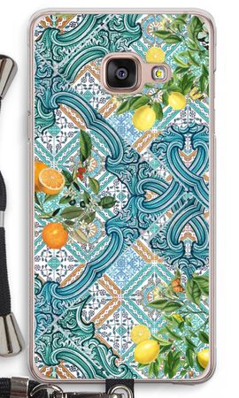 Blue tiles, lemons and oranges