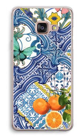 Blue tiles and oranges