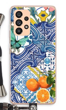 Blue tiles and oranges