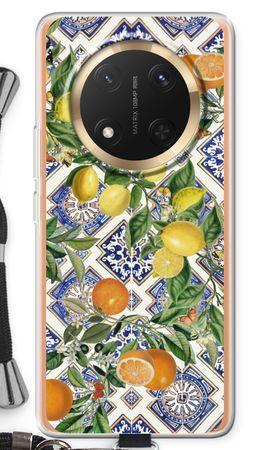 Blue tiles, lemons and oranges