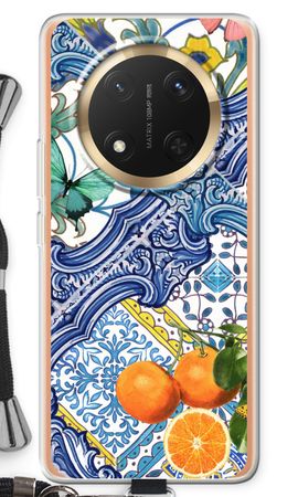 Blue tiles and oranges