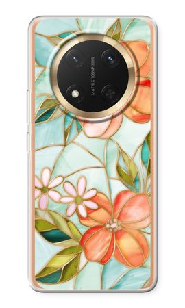 Orange stained glass flower