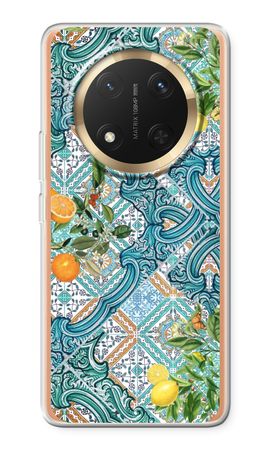 Blue tiles, lemons and oranges