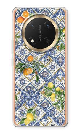 Blue tiles, lemons and oranges - small