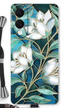 Blue stained glass flowers