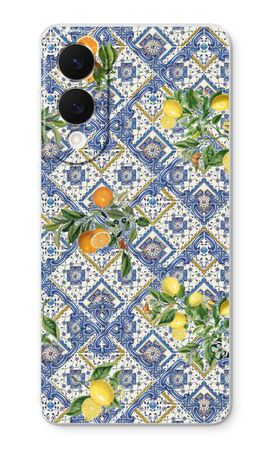 Azulejos azules, limones y naranjas - pequeños