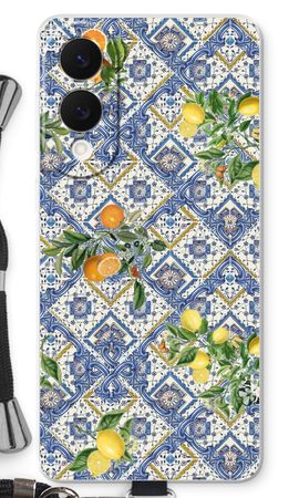 Blue tiles, lemons and oranges - small