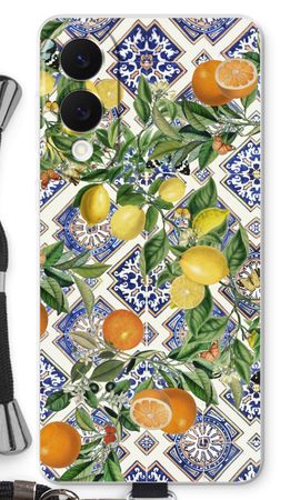 Blue tiles, lemons and oranges