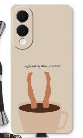 Aggressively drinks coffee