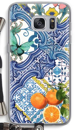 Blue tiles and oranges