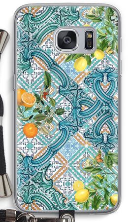 Blue tiles, lemons and oranges