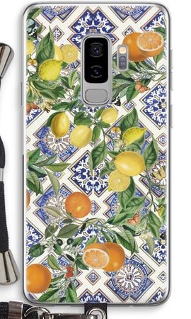 Blue tiles, lemons and oranges