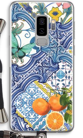 Blue tiles and oranges