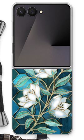 Blue stained glass flowers