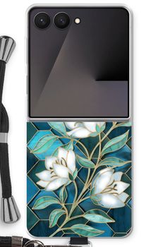 Blue stained glass flowers