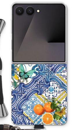 Blue tiles and oranges