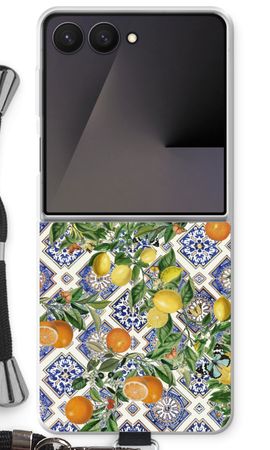 Blue tiles, lemons and oranges