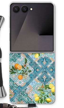 Blue tiles, lemons and oranges