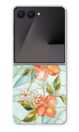 Orange stained glass flower