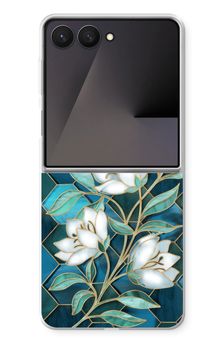 Blue stained glass flowers