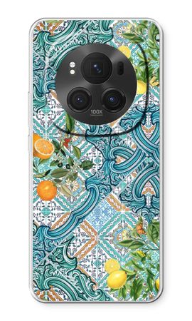 Blue tiles, lemons and oranges