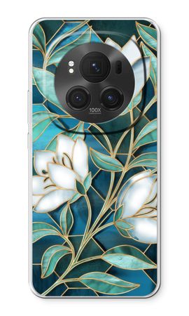 Blue stained glass flowers