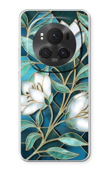 Blue stained glass flowers