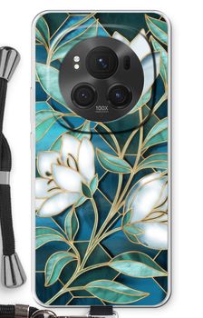 Blue stained glass flowers