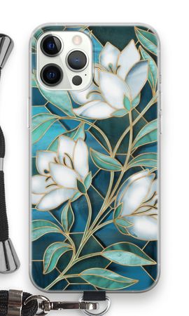Blauwe glas-in-lood bloemen