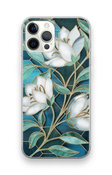 Blue stained glass flowers