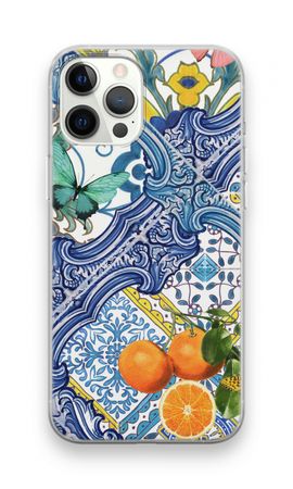 Blue tiles and oranges