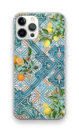 Blue tiles, lemons and oranges